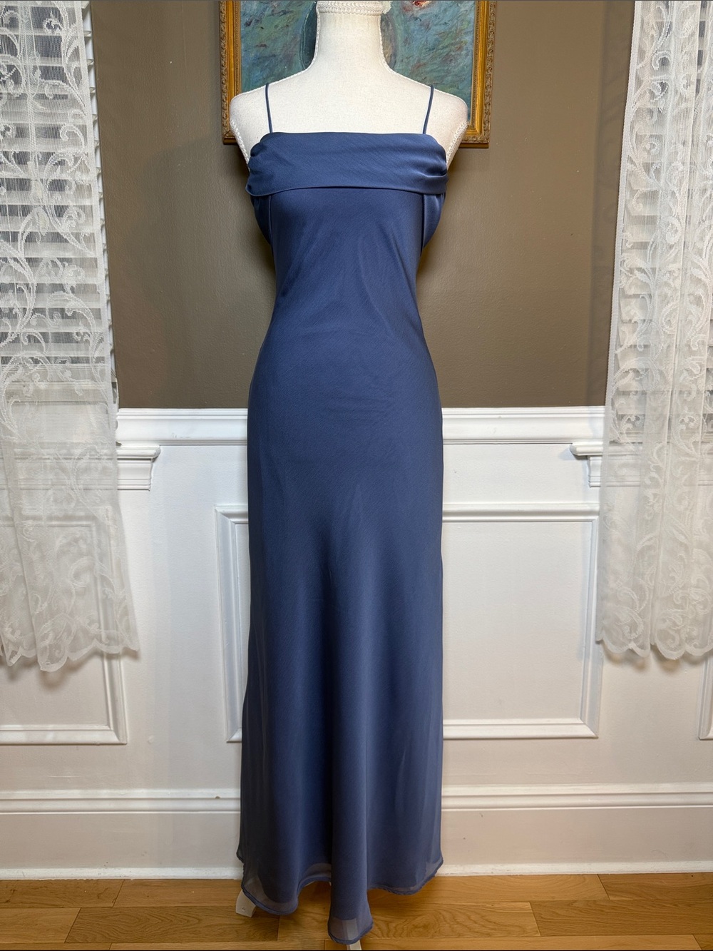 Michelangelo Y2K Blue Cowl Neck Maxi Dress Size 2 Formal Gown